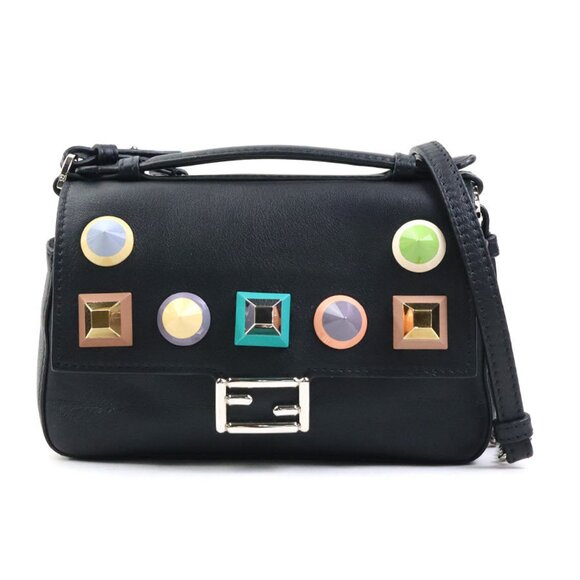Fendi Handbags - FENDI Black Leather Shoulder Bag
